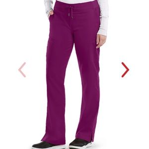 Grey’s Anatomy 4277 6 Pocket Tie Front Scrub Pants Very Berry Size XL